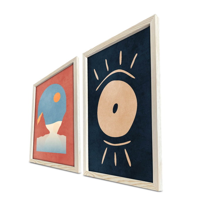 Wallity Cuadros Decorativos Multicolor en MDF con Marco de Madera (2 Piezas)
